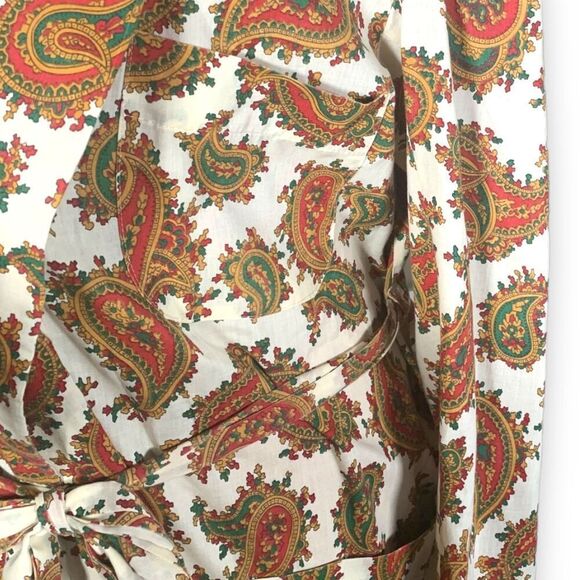 Vintage Towncraft Penn-Prest Paisley Print Unisex Robe Belted Dressing Gown - Picture 7 of 13